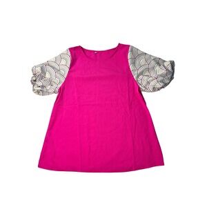 Pink Top Rainbow Sleeve Party Cocktail Night‎ Out Work Top Womens Large